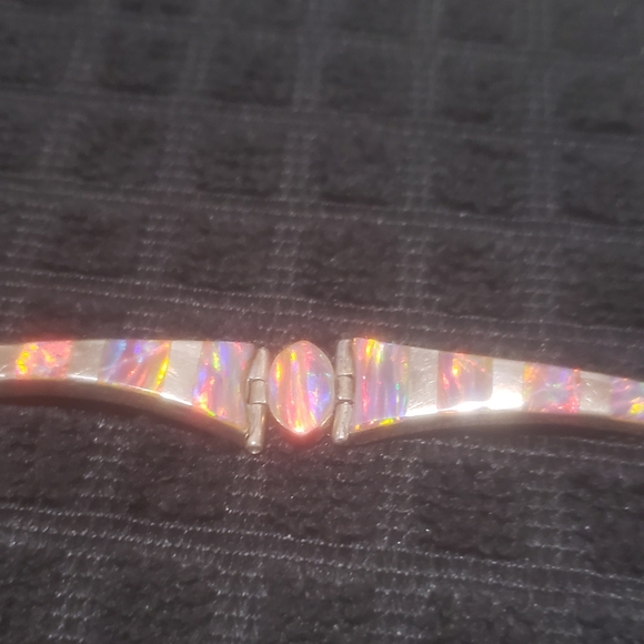 Mexico Sterling Silver Handcrafted Brown Opal Bracelet - Picture 10 of 13